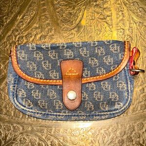 Authentic Vintage Dooney & Bourke Denim Monogram Clutch Wristlet